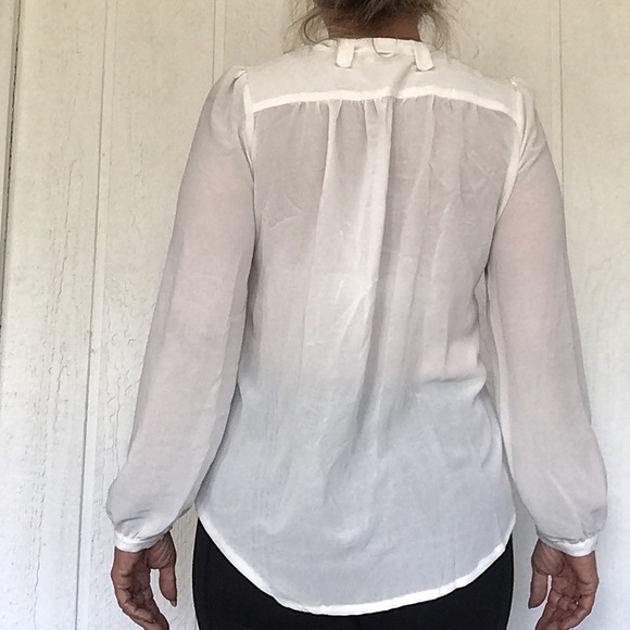 159 MA VINTAGE WHITE TIE NECK BLOUSE SMALL - Picture 5 of 10